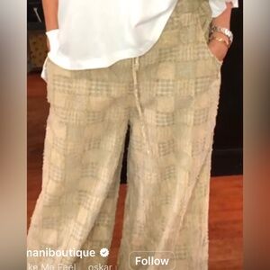Jaded Gypsy Textured Beige Wide-Leg Pants S/M